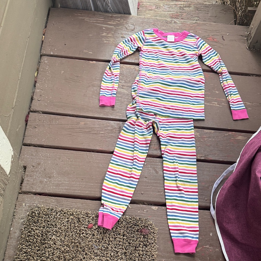 Hanna Andersson Kids Matching Set - Pink and Multicolor Stripes